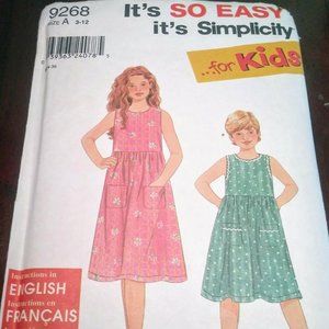 Simplicity Sewing Pattern Kids Dresses SZ 3-12